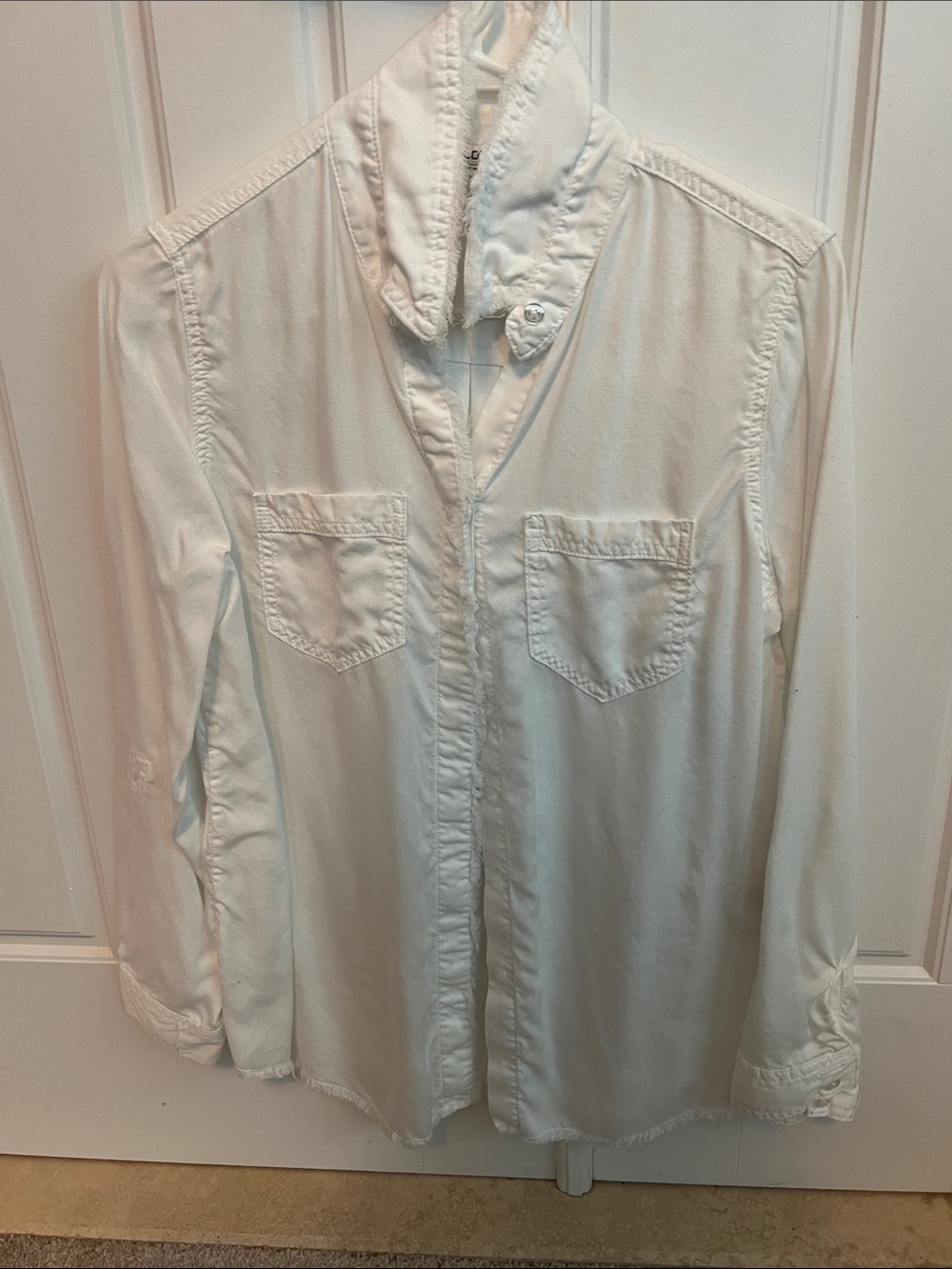 Chico's White Relaxed Shirt with Logo Label
